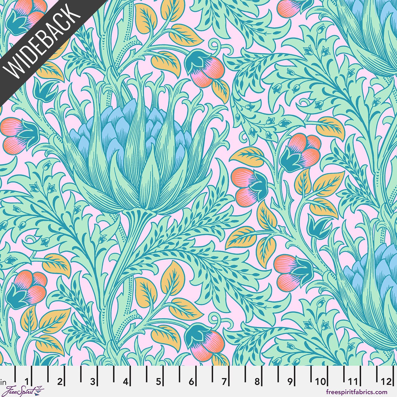 Artichoke Sateen Wideback (108 Inch) in Lavender (qbkw001.lavender) | Kaffe x Morris and Co. | The Original Morris & Co | Free Spirit